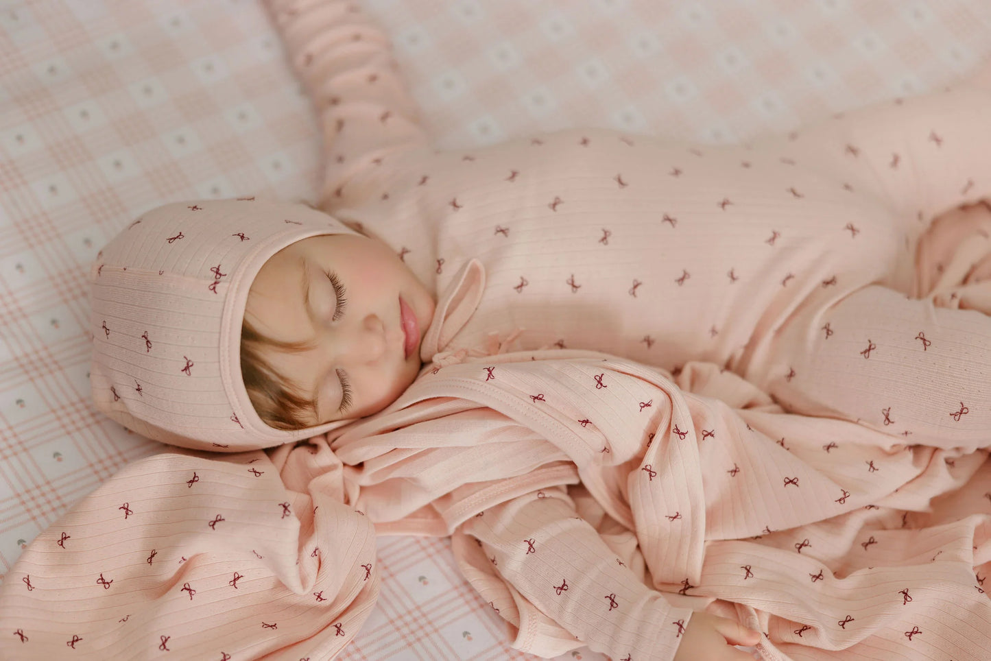 Aurora Bow Pattern Collection Footie Set- Pink