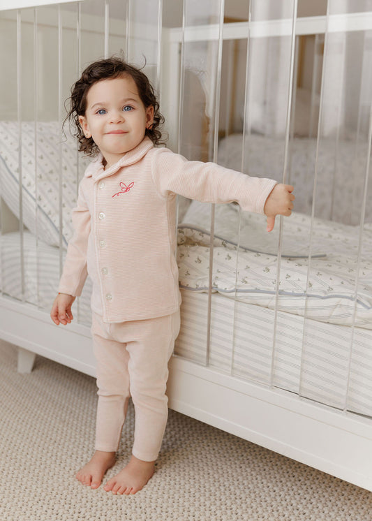 Ely's and Co Light Pink Velour Stripe Collection Pajama