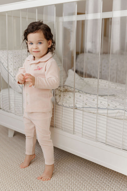 Ely's and Co Light Pink Velour Stripe Collection Pajama