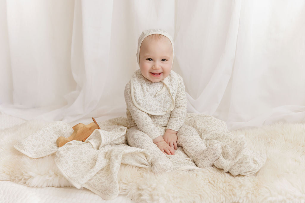 Ely's and Co Modal French Terry Vine Collection Muslin Paci Lovey - Ivory/Sage