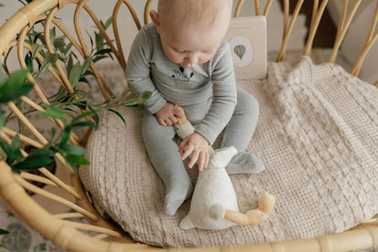 Ely's and Co Striped Footie Set -Ivory Blue