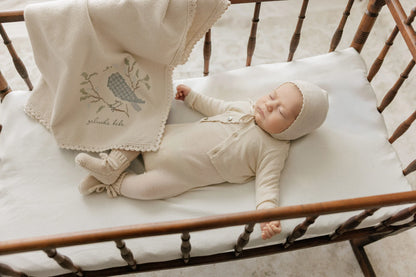 Peluche Knit Jumpsuit + Cropped Cardigan + Bonnet Set - Stone - Stone
