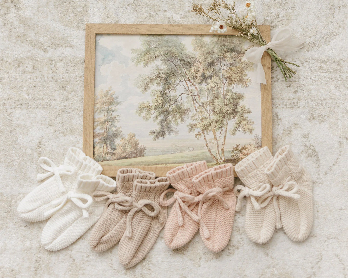 Peluche Knit Booties- Stone