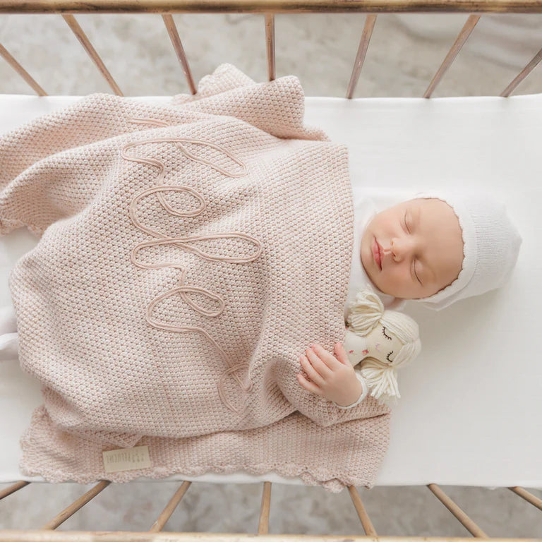 Peluche Scalloped Mélange Bebe Blanket - Rose