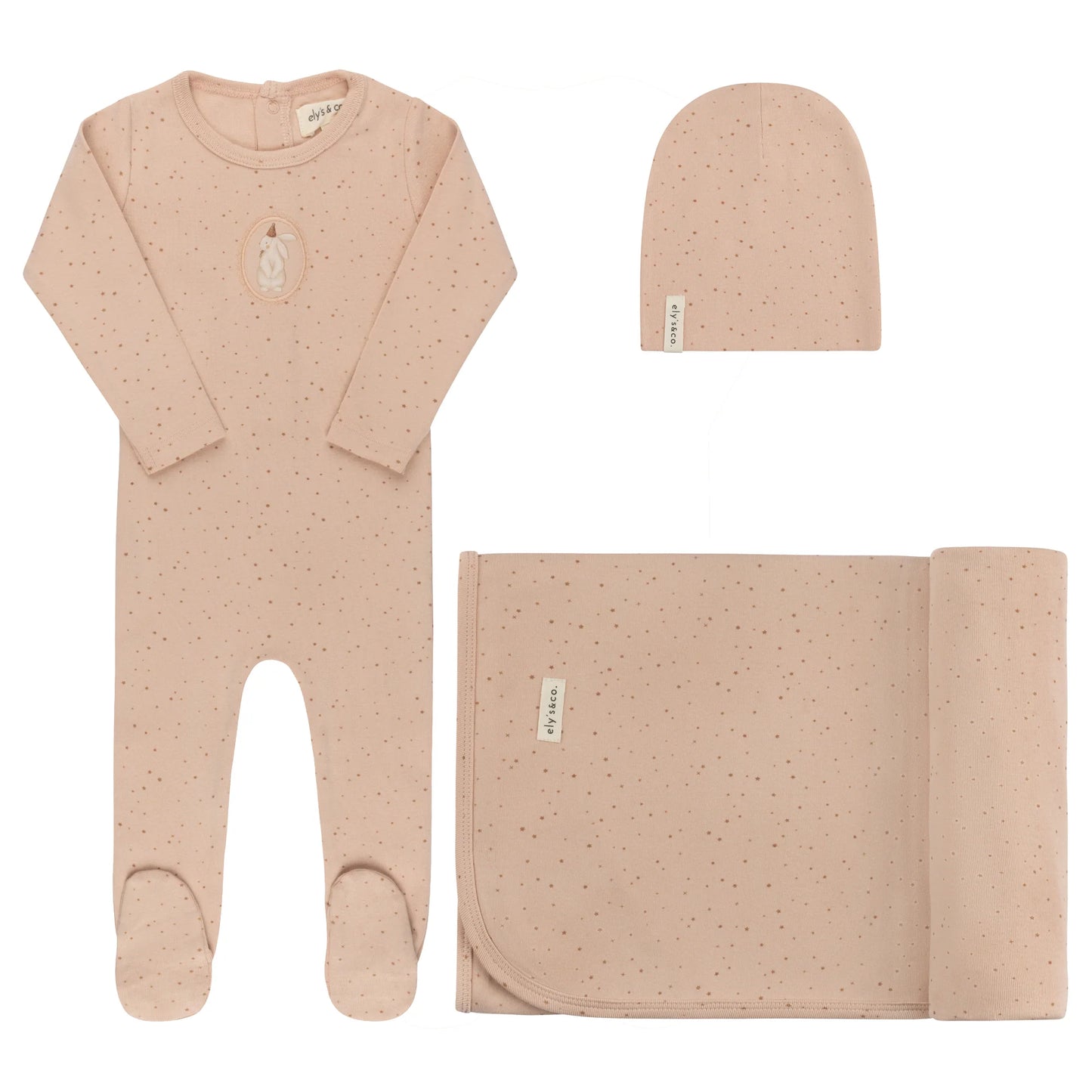 Ely's and Co Cotton Bunny Collection Layette Set - Pink