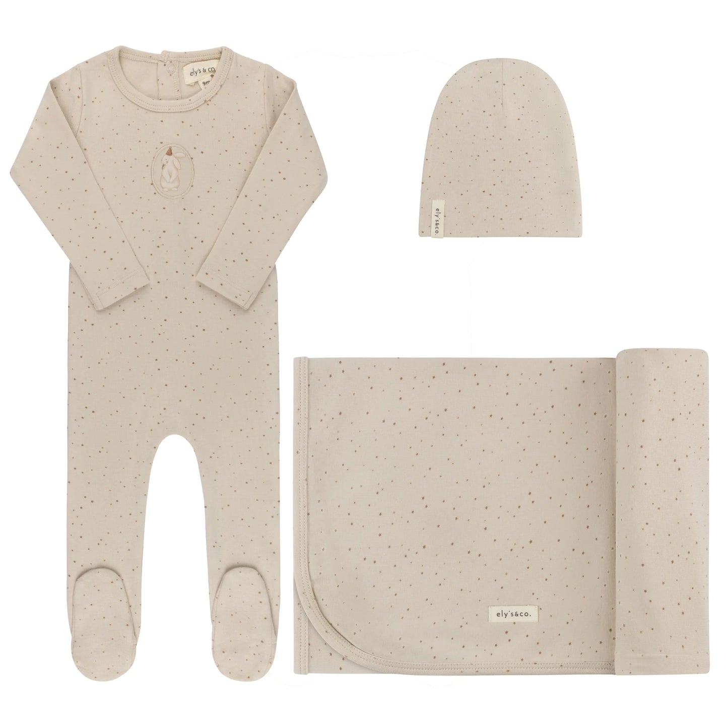 Ely's and Co Cotton Bunny Collection Layette Set - Tan