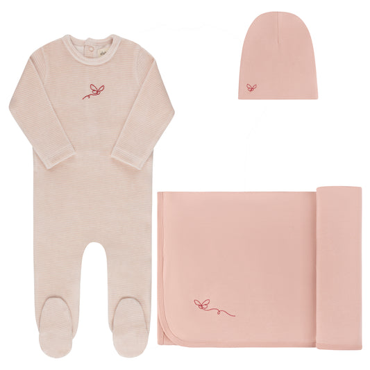 Ely's and Co Light Pink Velour Stripe Collection Take Me Home Set