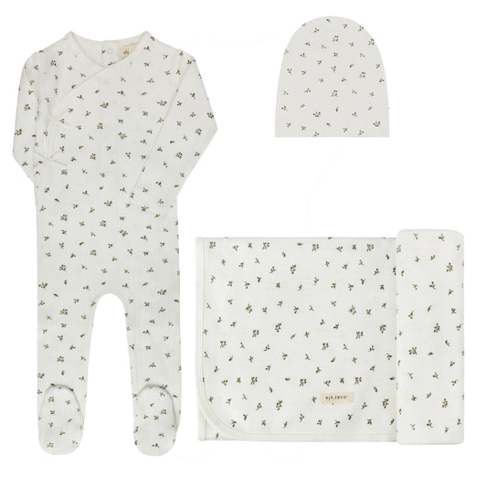 Ely's and Co Floral Pointelle Collection Layette Set- Ivory Pink