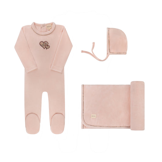 Ely's and Co Embroidered Liberty / Berry Layette Set-Pink