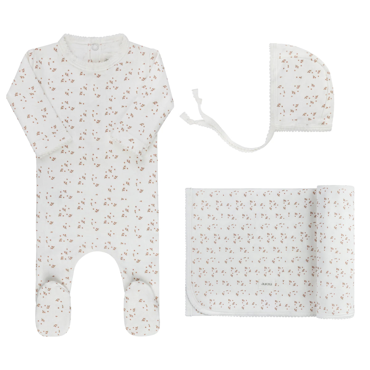 Aurora Floral Leaf Collection Layette Set - Ivory Girl