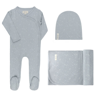 Ely's and Co Printed Floral Star Collection Layette Set - Blue Stars