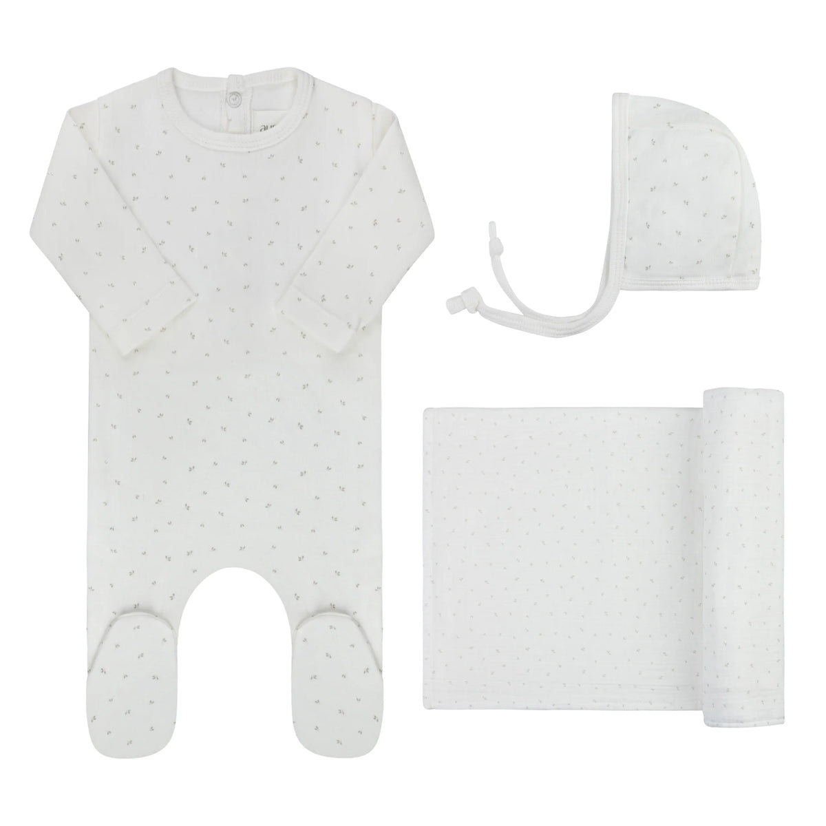 Aurora Floral Leaf Collection Layette Set- Ivory Boy