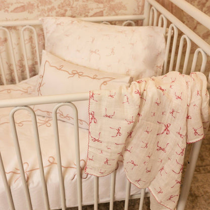 Petite Belle Lafayette Pink Lace Embroidered Crib Set: Standard Crib