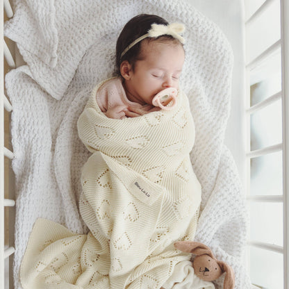 Bleu La La - 100% Luxury Cotton Receiving Swaddle Baby Blanket Cream