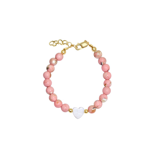 Circlets Pink Bead with White Heart Bracelet