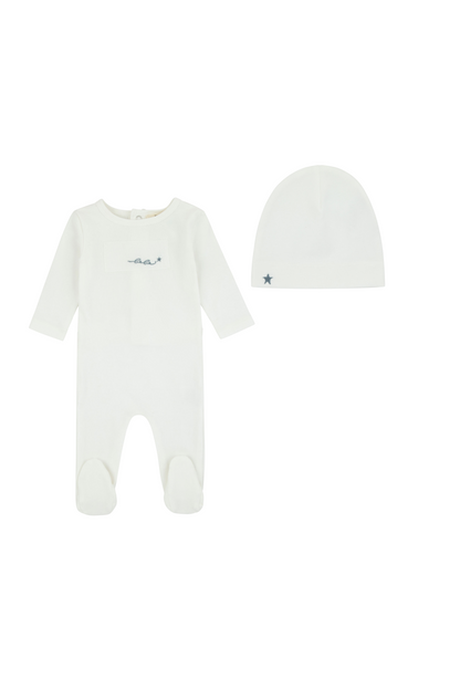 Noggi Layette Patch Footie + Beanie Boy