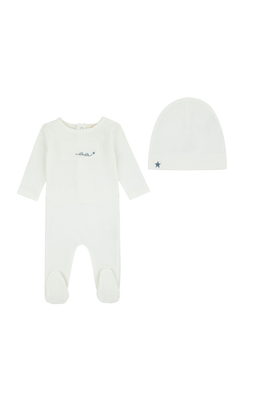 Noggi Layette Patch Footie + Beanie Boy