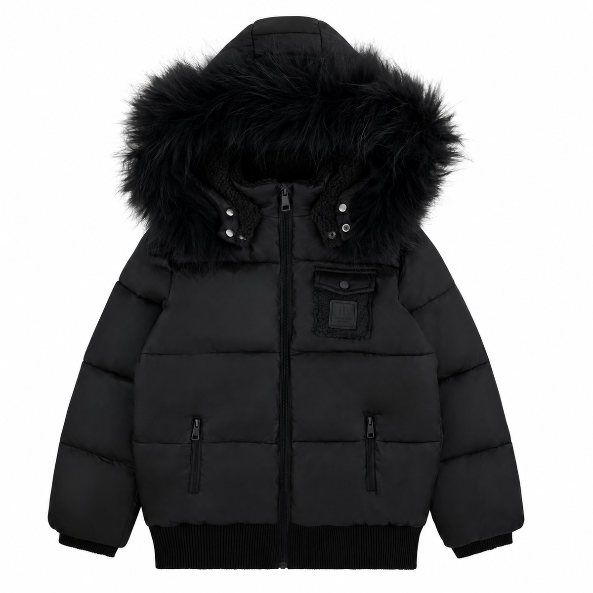 Bondoux Leather Patch Sherpa Pocket Black Jacket