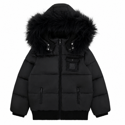 Bondoux Leather Patch Sherpa Pocket Black Jacket