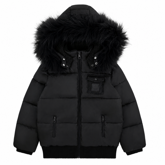 Bondoux Leather Patch Sherpa Pocket Black Jacket