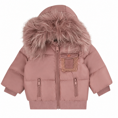 Bondoux Leather Patch Sherpa Pocket Mauve Jacket