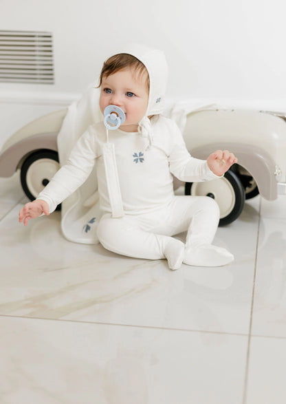 Ely's and Co Clover Print Layette Set-Ivory Blue