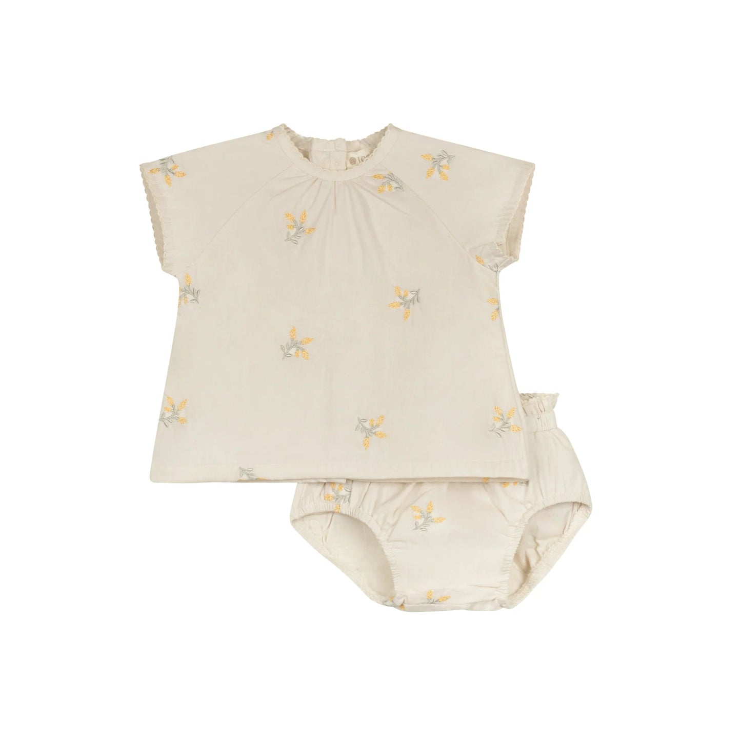 Looms Floral Embroidered Collection 2Pc Set -Ivory