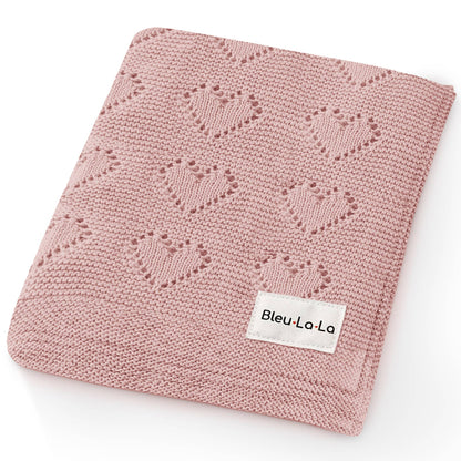 Bleu La La - 100% Luxury Cotton Receiving Swaddle Baby Blanket Pink