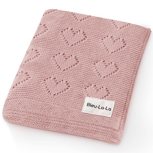 Bleu La La - 100% Luxury Cotton Receiving Swaddle Baby Blanket Pink