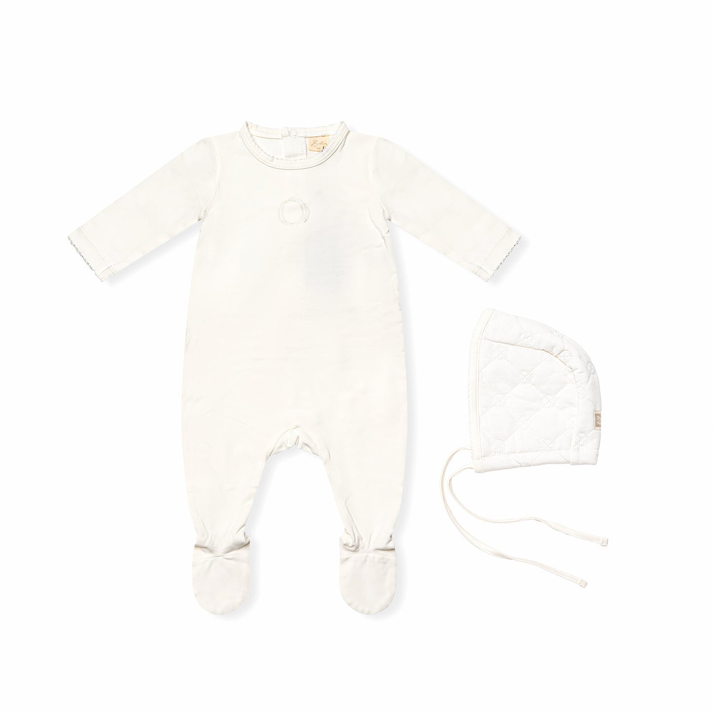 Bubani Quilted Footie+Hat- off white