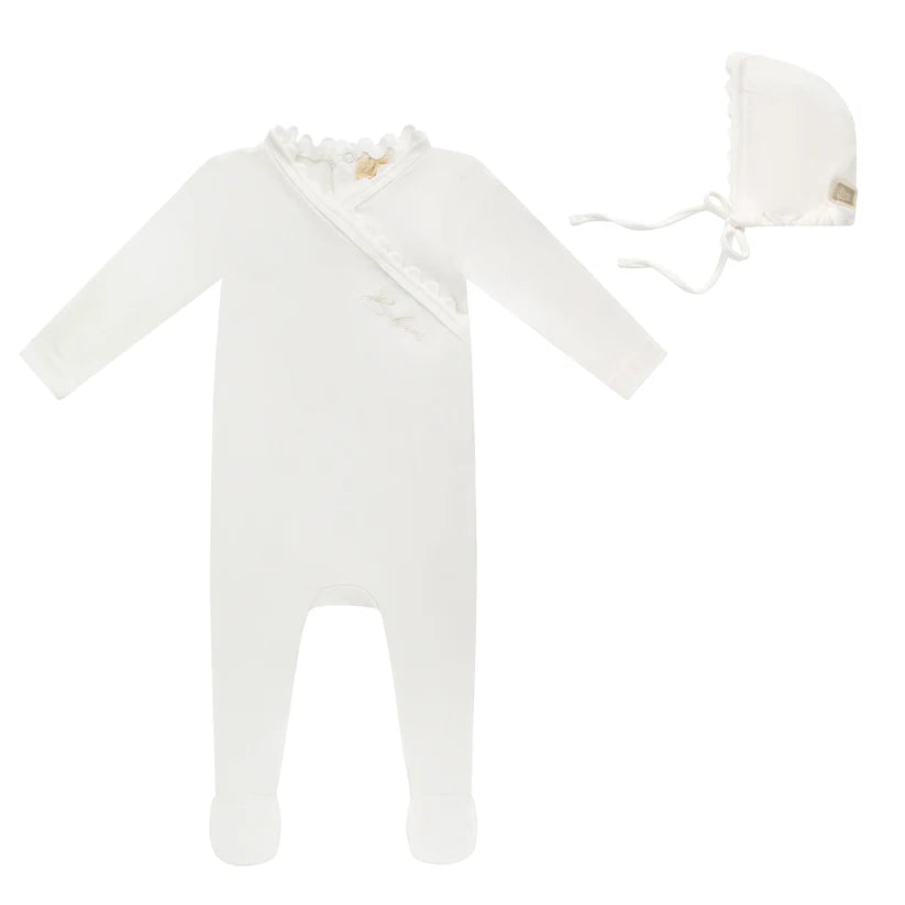 Bubani Grosgrain Trim Footie Set- Boy