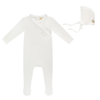 Bubani Grosgrain Trim Footie Set- Boy