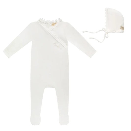 Bubani Grosgrain Trim Footie Set- Boy