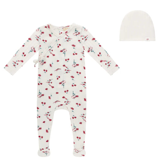 Bubani AOP Ribbed Flower Footie Set