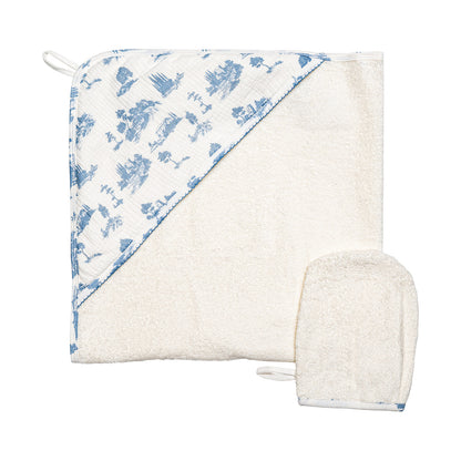 Bubani Countryside Hooded Towel With Mitten- Bue