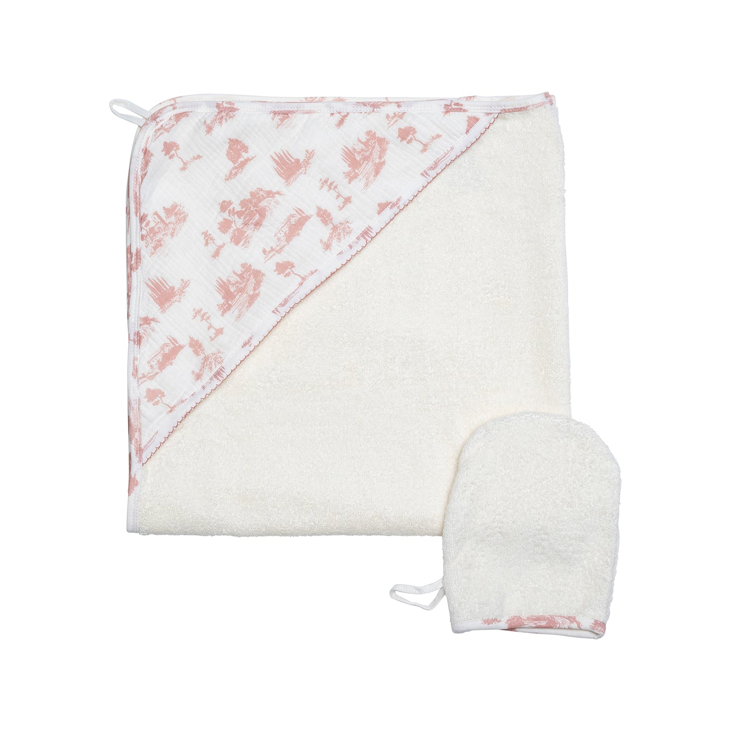 Bubani Countryside Hooded Towel With Mitten- Pink
