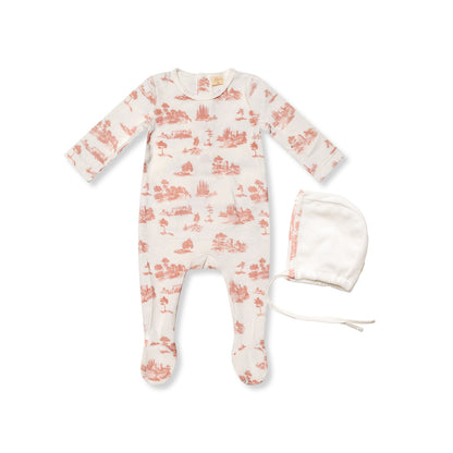 Bubani Countryside Footie+Hat- Pink