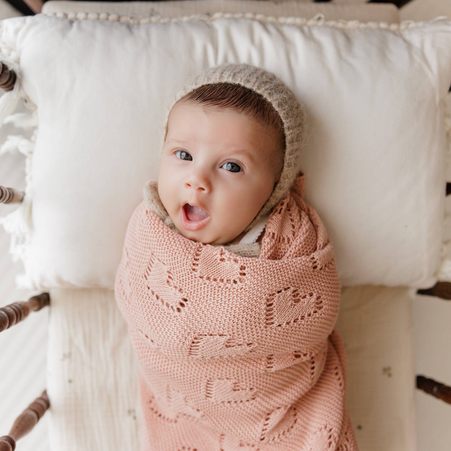 Bleu La La - 100% Luxury Cotton Receiving Swaddle Baby Blanket Pink