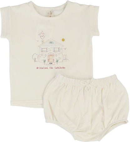 Lil Legs House Marled Set Girl-Cream