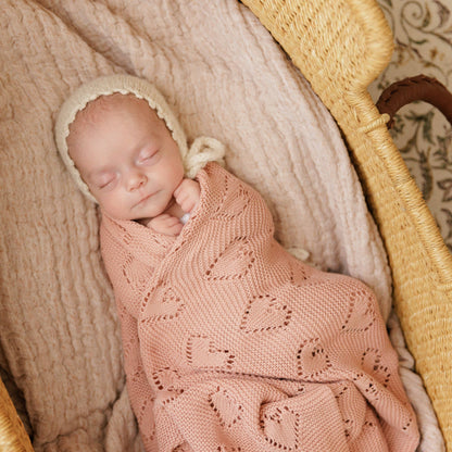 Bleu La La - 100% Luxury Cotton Receiving Swaddle Baby Blanket Pink