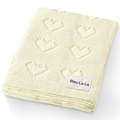 Bleu La La - 100% Luxury Cotton Receiving Swaddle Baby Blanket Cream