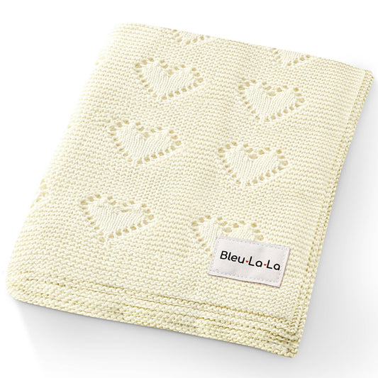 Bleu La La - 100% Luxury Cotton Receiving Swaddle Baby Blanket Cream