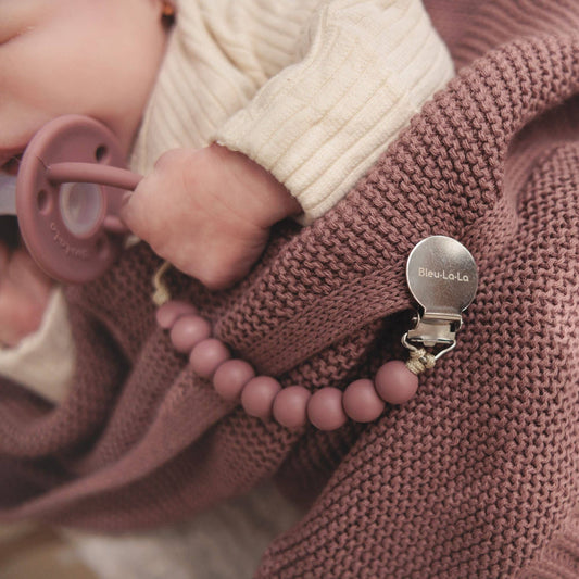 Bleu La La - Lulababe Pacifier Clip: Plum