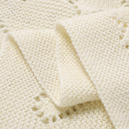 Bleu La La - 100% Luxury Cotton Receiving Swaddle Baby Blanket Cream