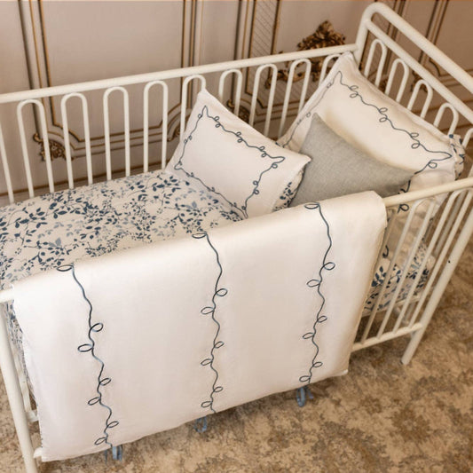Petite Belle Bebe Lafayette Powder Blue Embroidered Crib Set