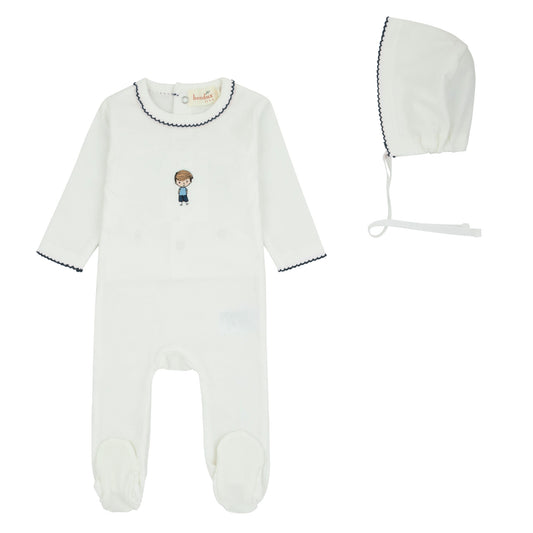 Bondoux Doll Boys White Footie Set