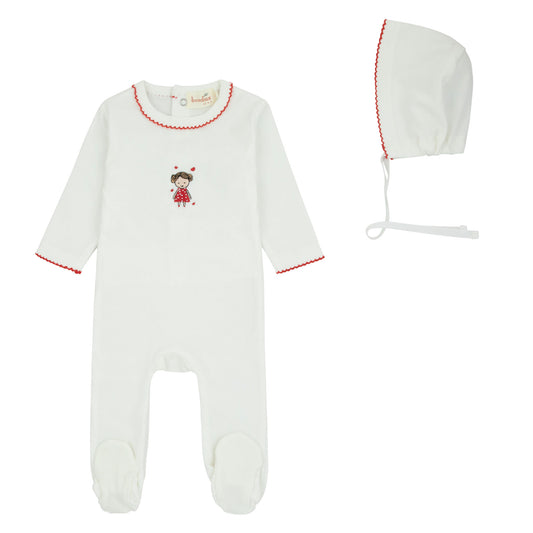 Bondoux Doll Girls White Footie Set