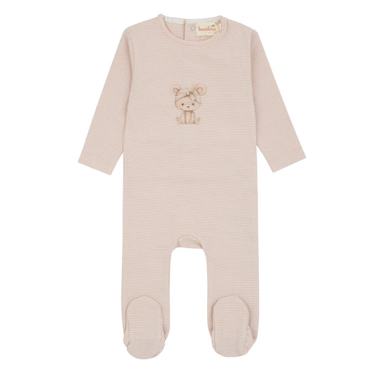 Bondoux Pink Striped Girls Footie