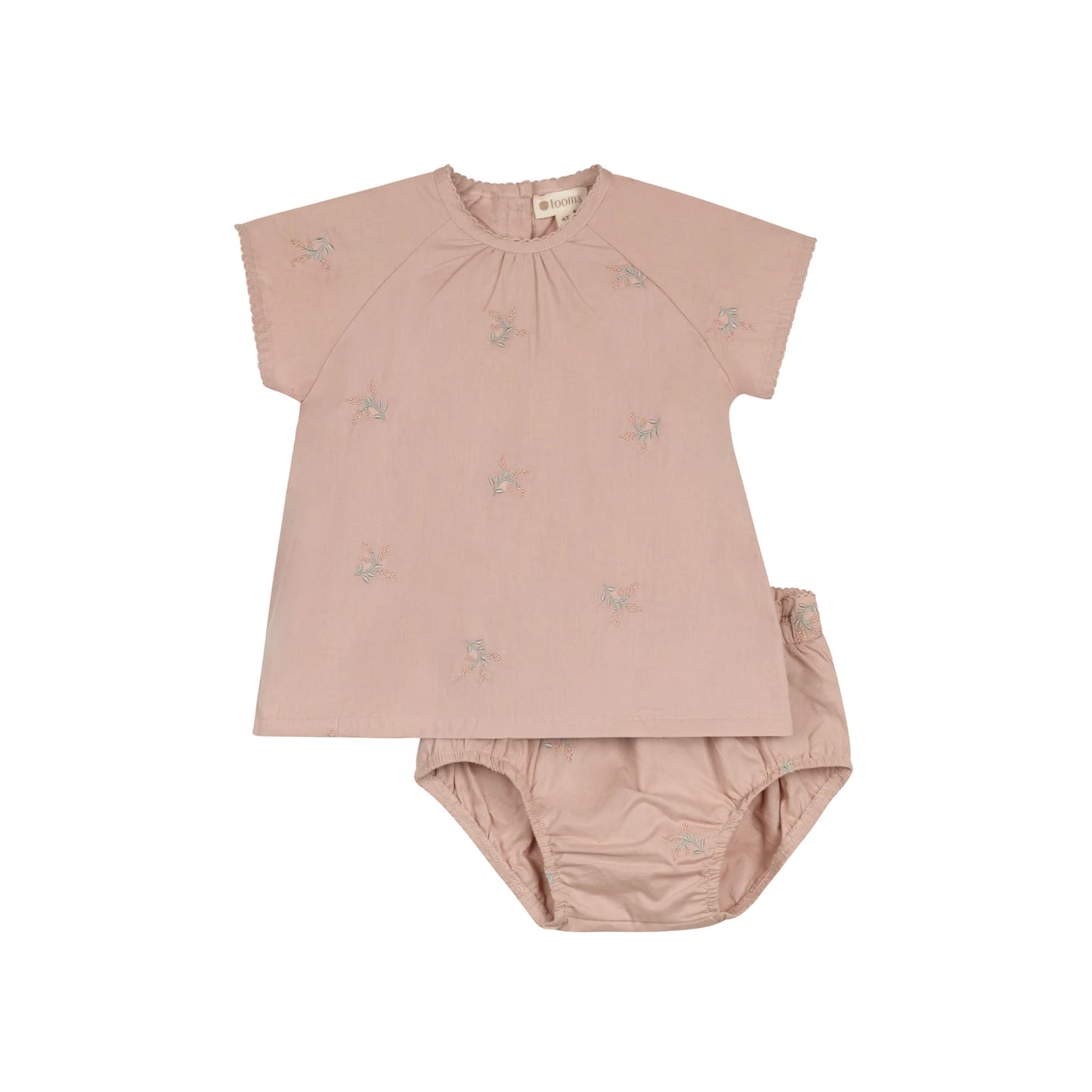 Looms Floral Embroidered Collection 2Pc Set -Pink