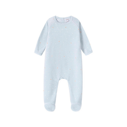 Oubon Velour Star All Over Print Footie - Blue